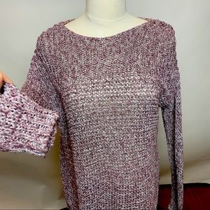 Hollister pink burgundy oversized long sweater, crochet, soft flexible comfy